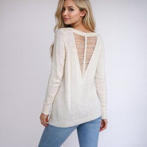 2/$30 Forever 21 Cutout Back Pullover Sweater Buttermilk Cream Medium #BAG11